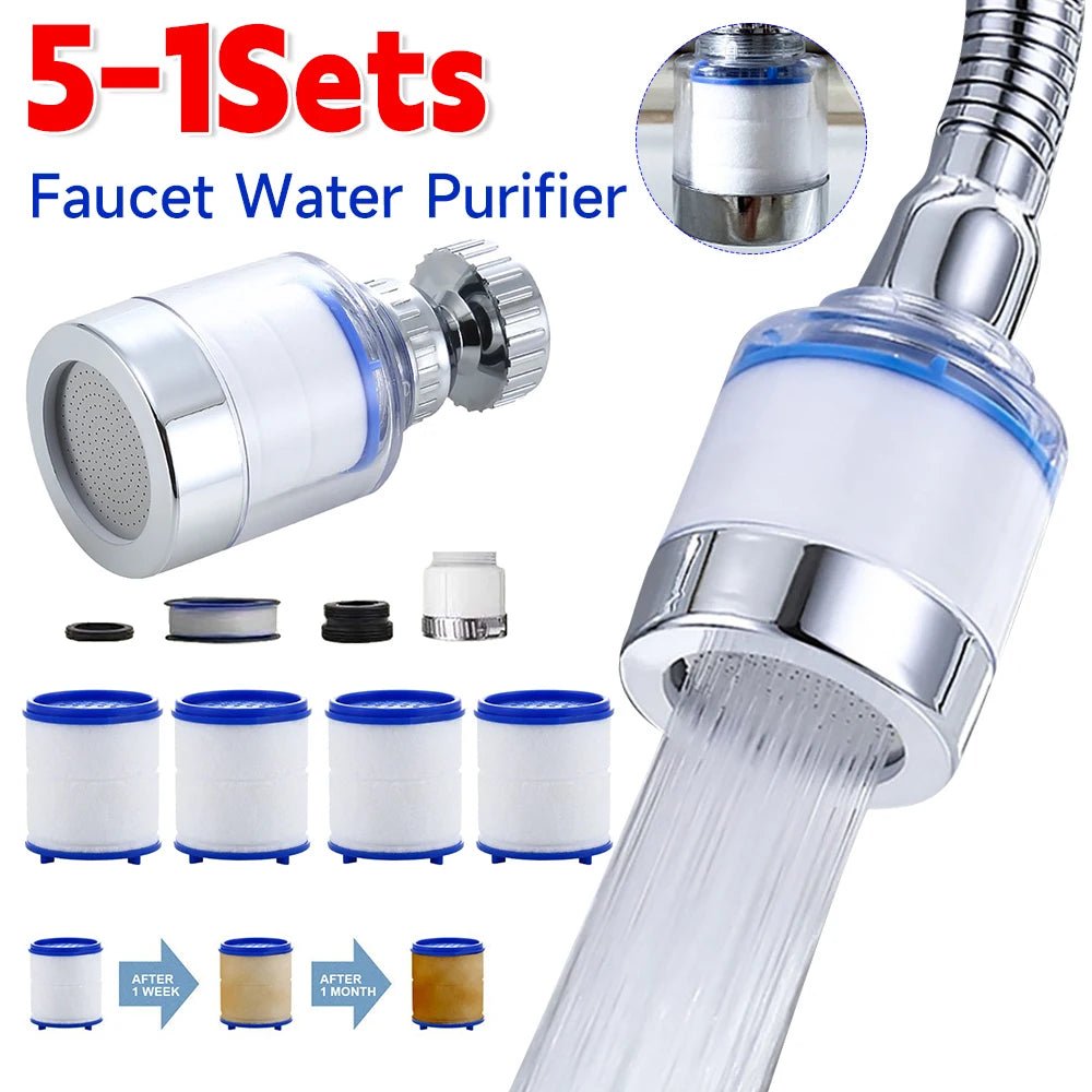 1 - 5Set Faucet Water Filter Element Remove Chlorine Heavy Metals Filtered Showers Head Bath Filtration Purifier Soften Hard Water - Firu Total Sales