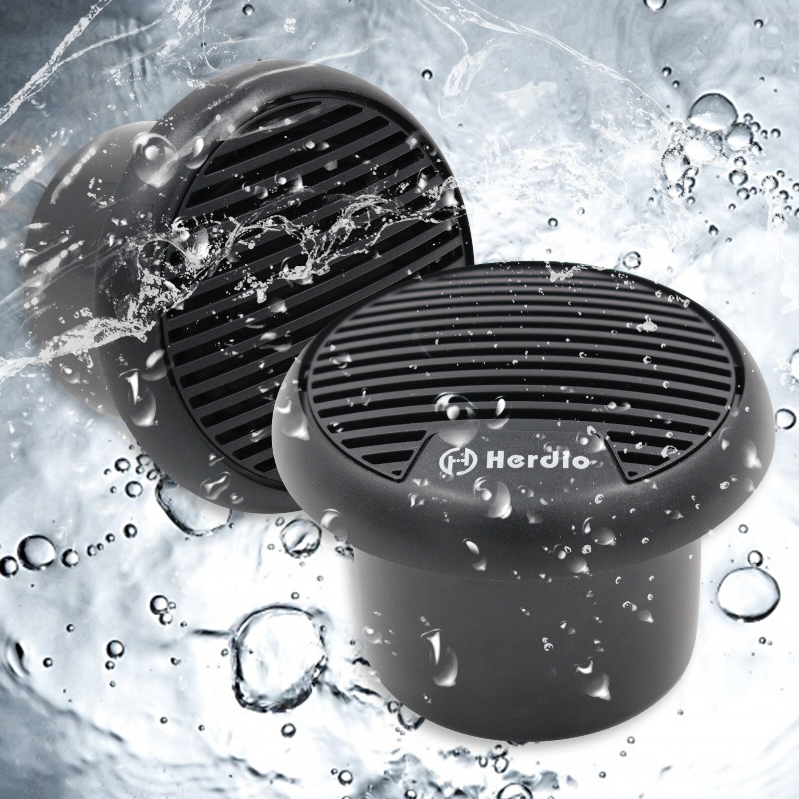 Herdio 160W 3 Inch Marine Boat Waterproof Speakers Motorcycle bluetooth Speaker Audio Stereo System For ATV UTV Outdoor (Gray)