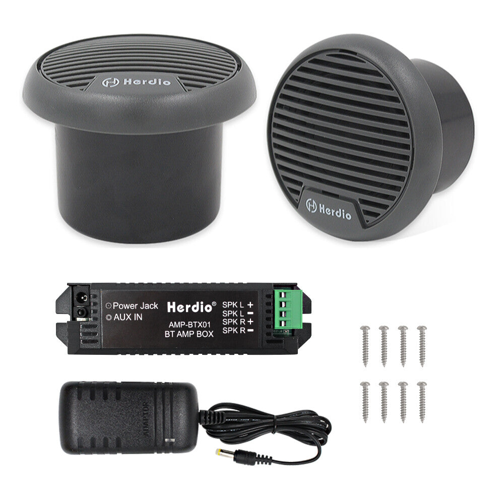 Herdio 160W 3 Inch Marine Boat Waterproof Speakers Motorcycle bluetooth Speaker Audio Stereo System For ATV UTV Outdoor (Gray)