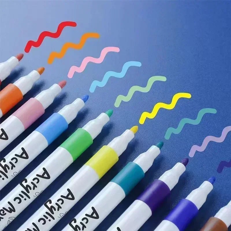 12 - 60 Colors Acrylic Markers Pen Set Paint Art Marker Soft Tip Pen for Children Stone Paint Ceramic Glass Wood Fabric Painting - Firu Total Sales