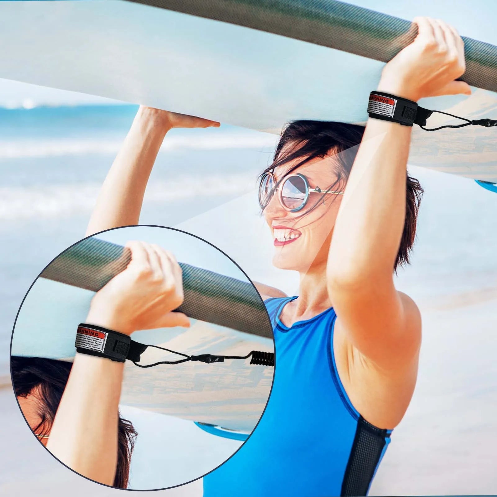 1Pcs New Hot Surf Leash Safety Hand Rope Hook and Single - Wrap Strap Coiled Bodyboarding Leash Suitable for Small to Medium Waves - Firu Total Sales