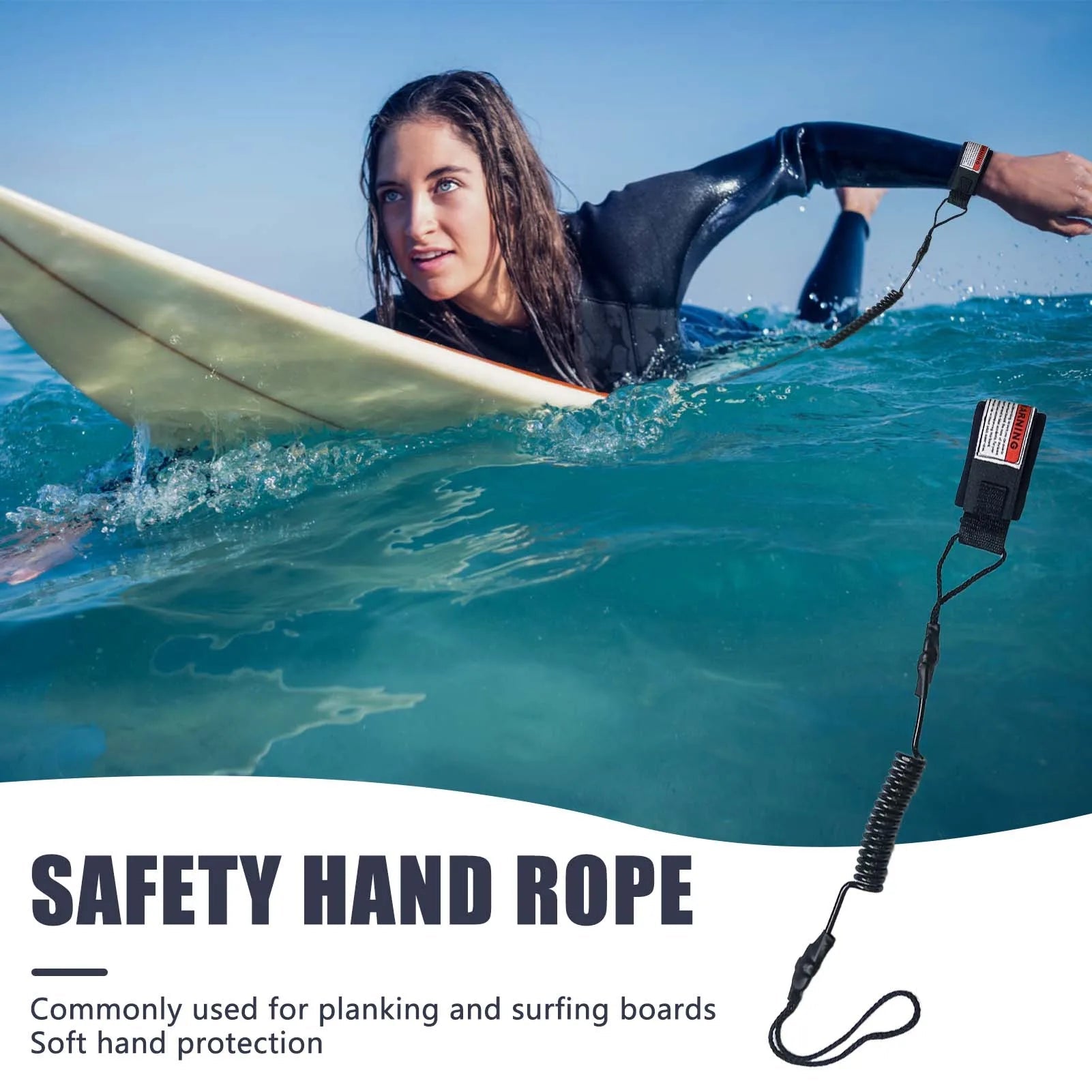 1Pcs New Hot Surf Leash Safety Hand Rope Hook and Single - Wrap Strap Coiled Bodyboarding Leash Suitable for Small to Medium Waves - Firu Total Sales