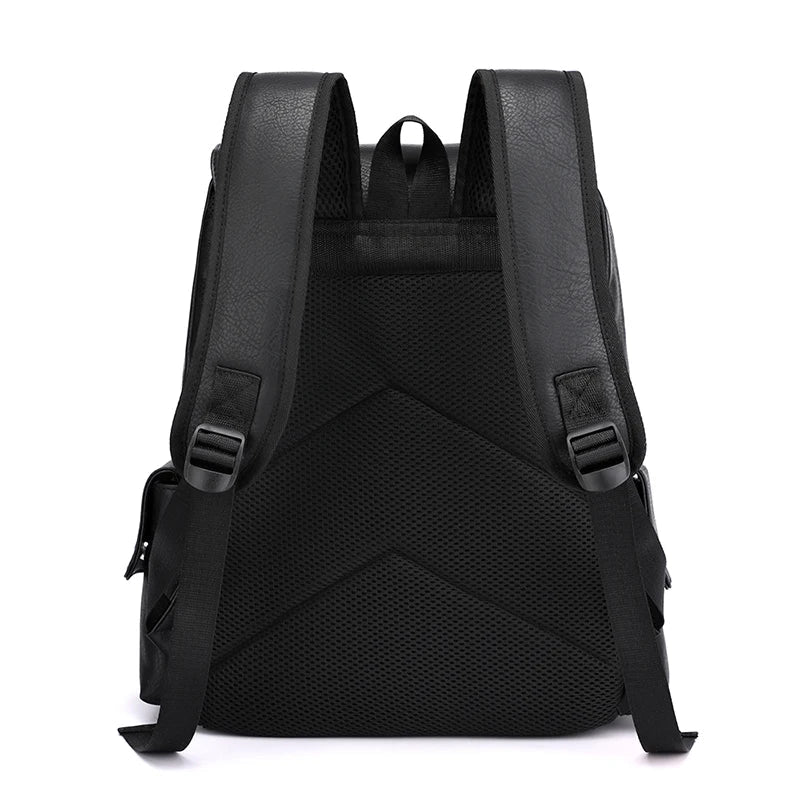 2023 Men Backpack PU Leather Bagpack Large Laptop Backpacks Male Mochilas Black Schoolbag For Teenagers Boys Brown Sac A Dos - Firu Total Sales