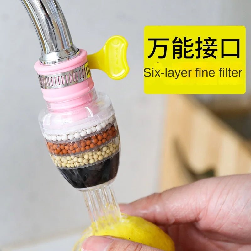 6 Layers Water Filter Tap Purifier Medical Stone Coconut Charcoal Nozzle For Faucet Kitchen Accessories Household Water Filter - Firu Total Sales