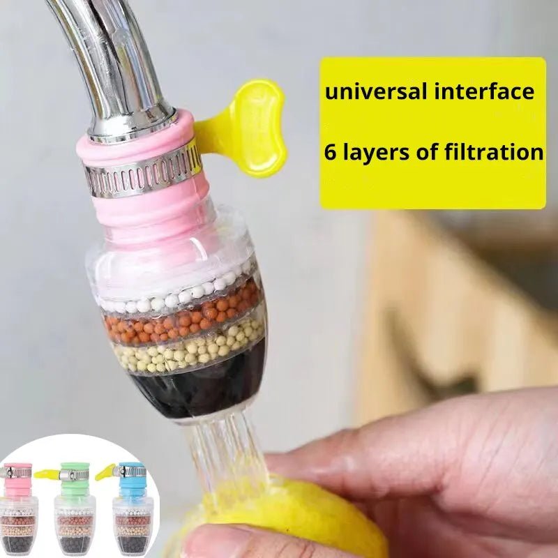 6 Layers Water Filter Tap Purifier Medical Stone Coconut Charcoal Nozzle For Faucet Kitchen Accessories Household Water Filter - Firu Total Sales