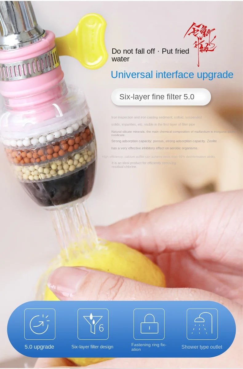 6 Layers Water Filter Tap Purifier Medical Stone Coconut Charcoal Nozzle For Faucet Kitchen Accessories Household Water Filter - Firu Total Sales