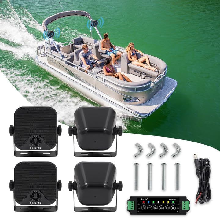 Herdio 4'' 240W 4PCS Bluetooth Golf Cart Speakers Waterproof Marine Speakers For Outdoor Boat ATV UTV Jeep Courtyard Powersports