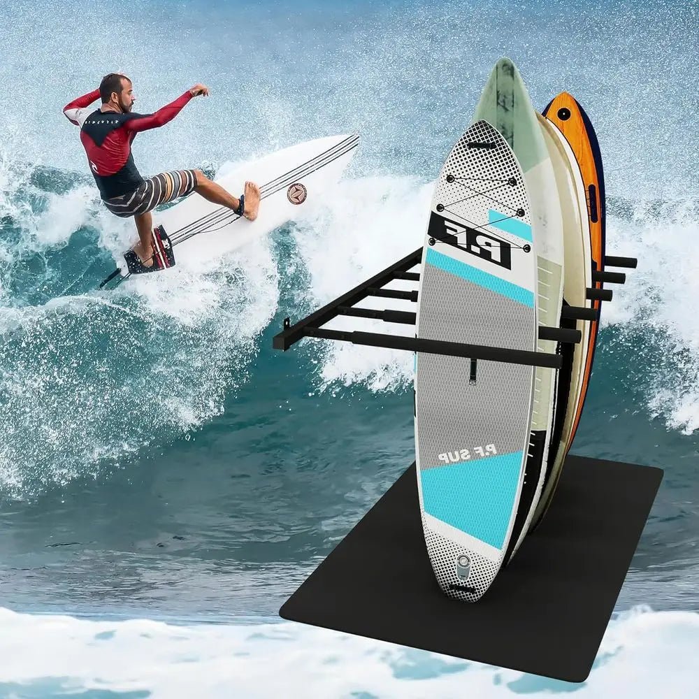 6/8 - Arm Surfboard Wall Rack with Rubber Mat for Home and Garage Storage - Firu Total Sales