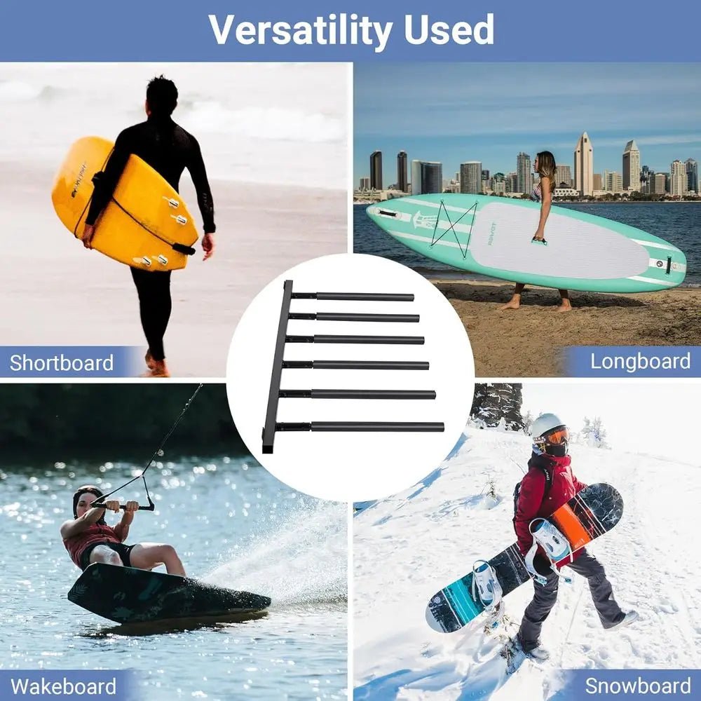 6/8 - Arm Surfboard Wall Rack with Rubber Mat for Home and Garage Storage - Firu Total Sales