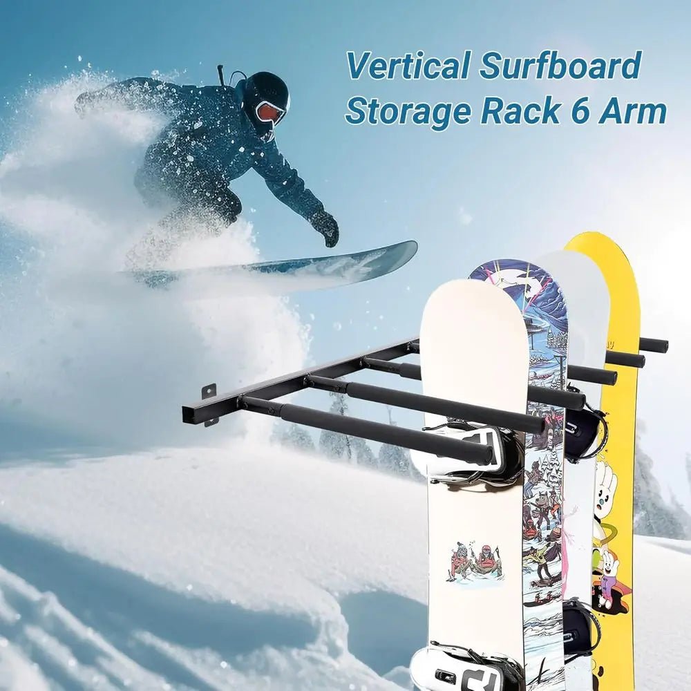 6/8 - Arm Surfboard Wall Rack with Rubber Mat for Home and Garage Storage - Firu Total Sales