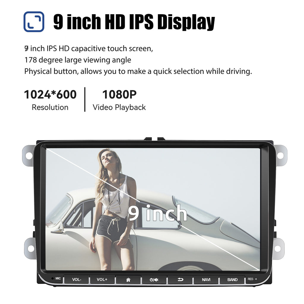 9" Android 14 4G+64G Wireless Carplay Car Stereo GPS NAVI WIFI RDS FM BT EQ for VW Golf 5 6 Passat Polo Touran Tiguan Caddy EOS