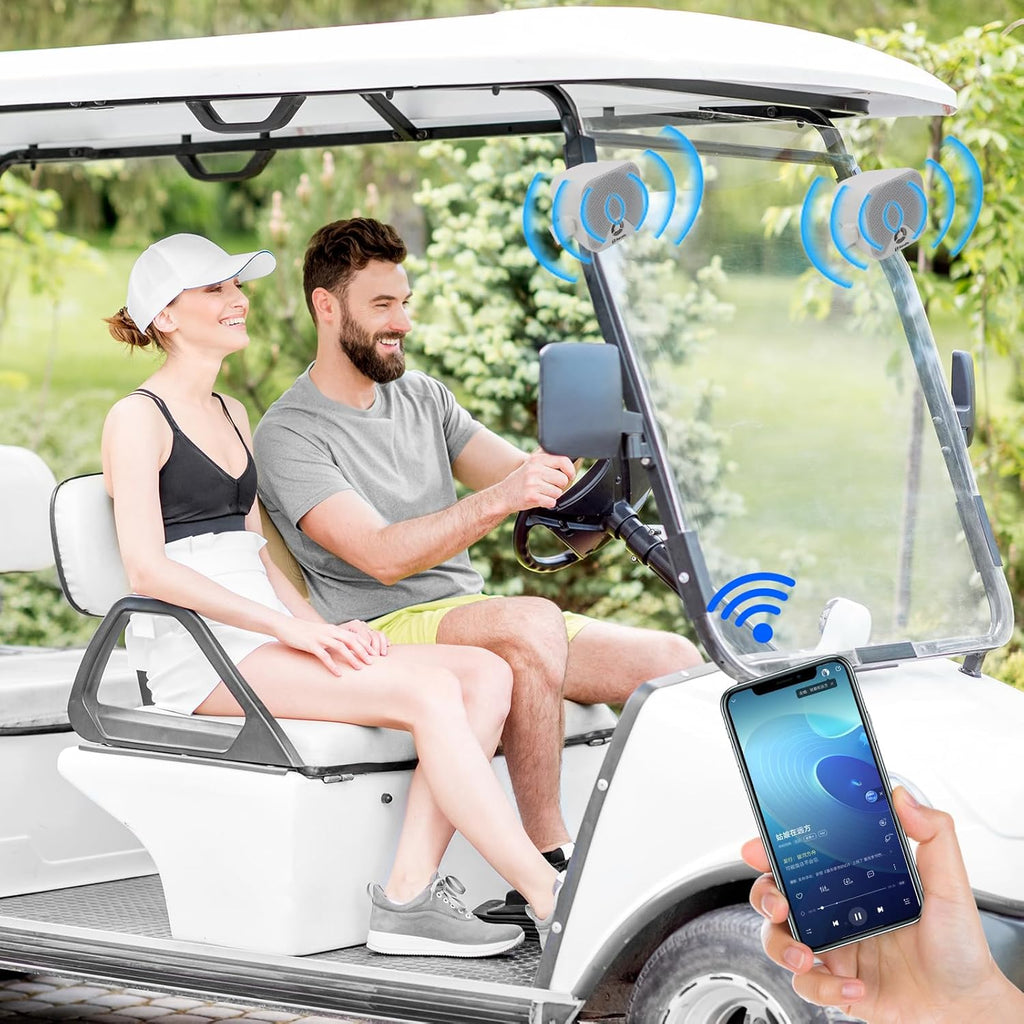 Herdio 4'' Bluetooth Marine Speakers 100W Heavy Duty Waterproof- Surface Mounted for Camper ATV UTV RZR Golf Cart Boat