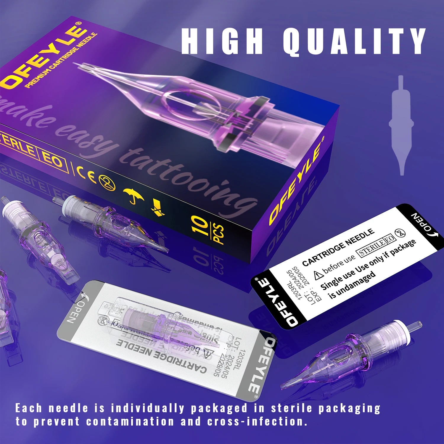 50/20PCS MIX Disposable Purple Tattoo Cartridges Needle RM / RL/ M1/ RS Needle Tattoo Needle For Tattoo Machine