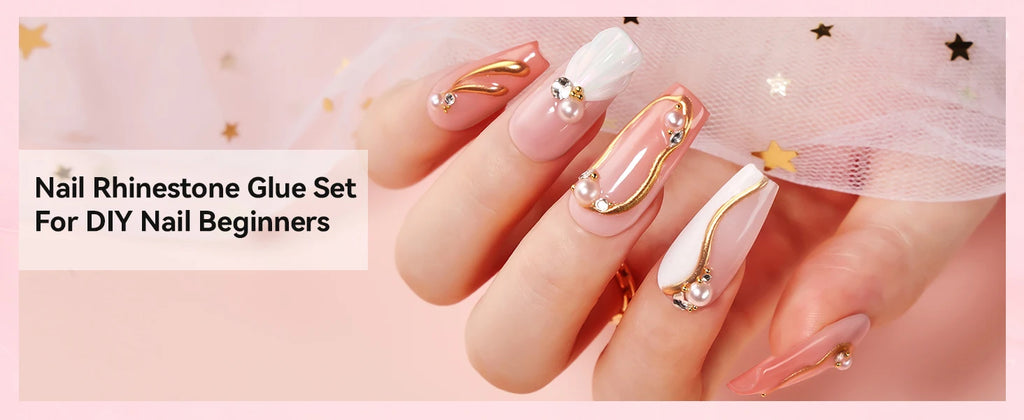 Makartt Nail Rhinestone Glue Set - Gel Nail Glue for Rhinestones, 3D Art Design Super Strong Adhesive for Charm Gems Jewel