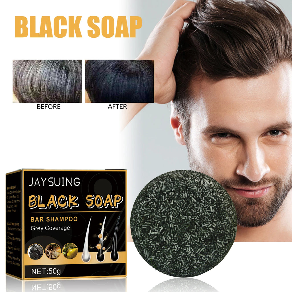 High Quality Black Soap Restores Hair Natural Color Dense Nourish Hair Care Clean Scalp Soft Hair Strong Hair Shampoo Soap