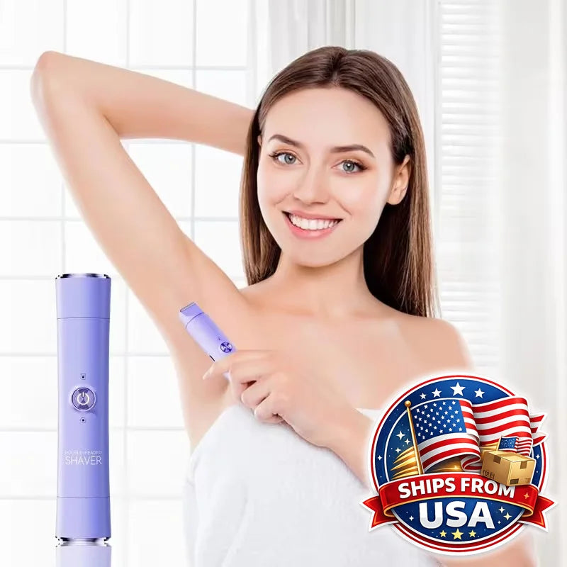 Rechargeable Double Head Hair Removal Device Cordless Wet Dry Shaver for Face Body Bikini Portable Travel Grooming Tool