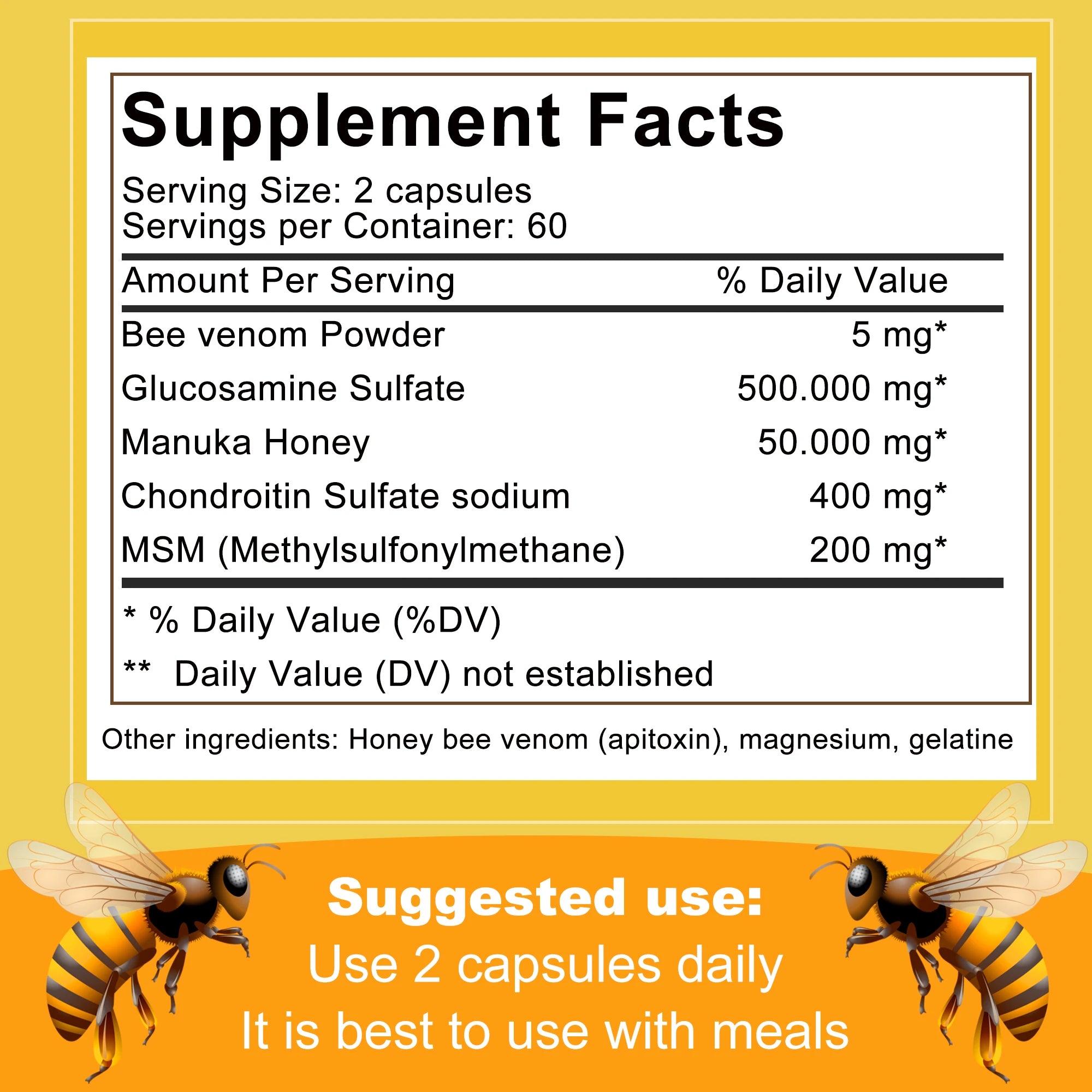 Bee Capsules - Boost Immunity, Arthritis Supplement Effectively Relieves Joint Inflammation - 120 Capsules