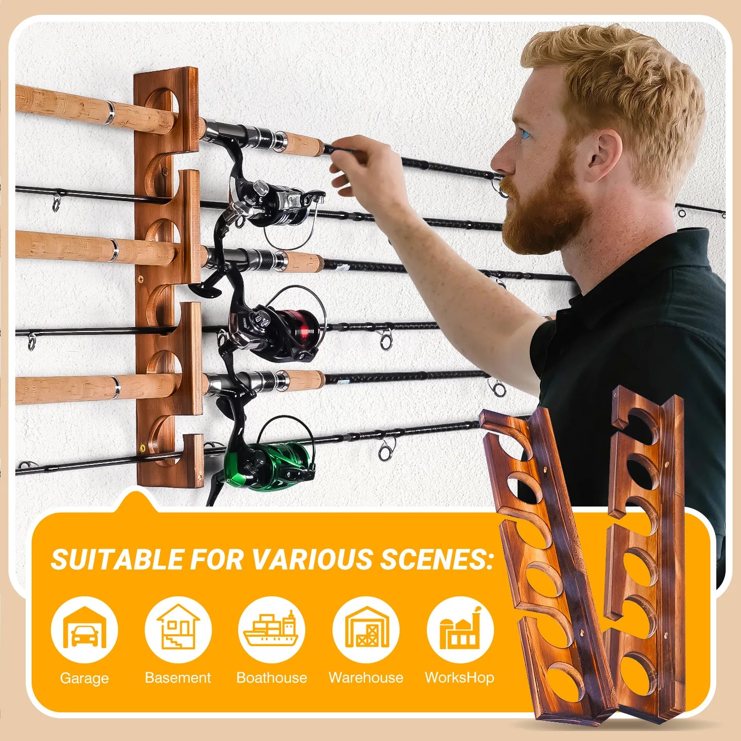 12 Rods Fishing Pole Rod Racks Wall Or Ceiling Mounted Fishing Pole Rod Holders For Garage Storage Organizer Fishing Gear Equipm