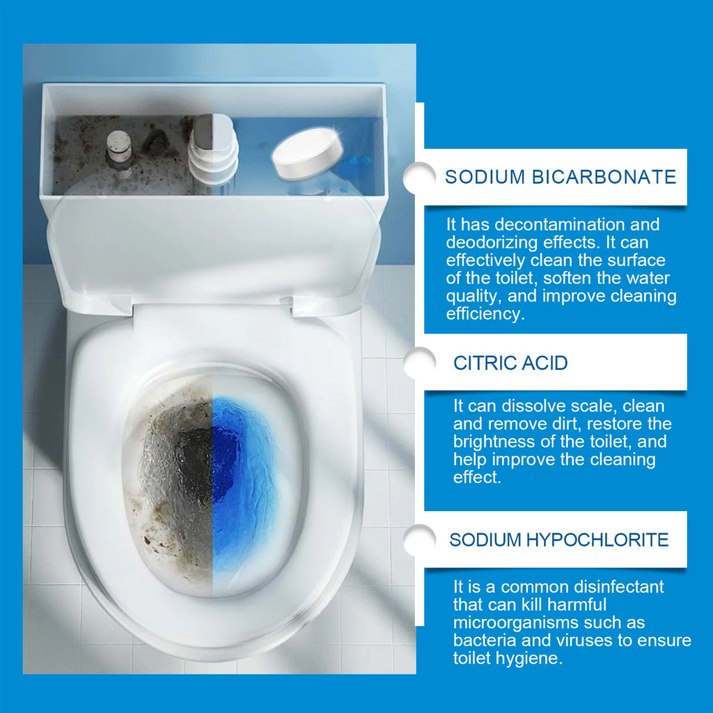 Jaysuing 20pcs Toilet Bowl Cleaner Descaling Deodorizing Urine Odor Stain Remover Tank Decontamination Bathroom Cleaning Tablets