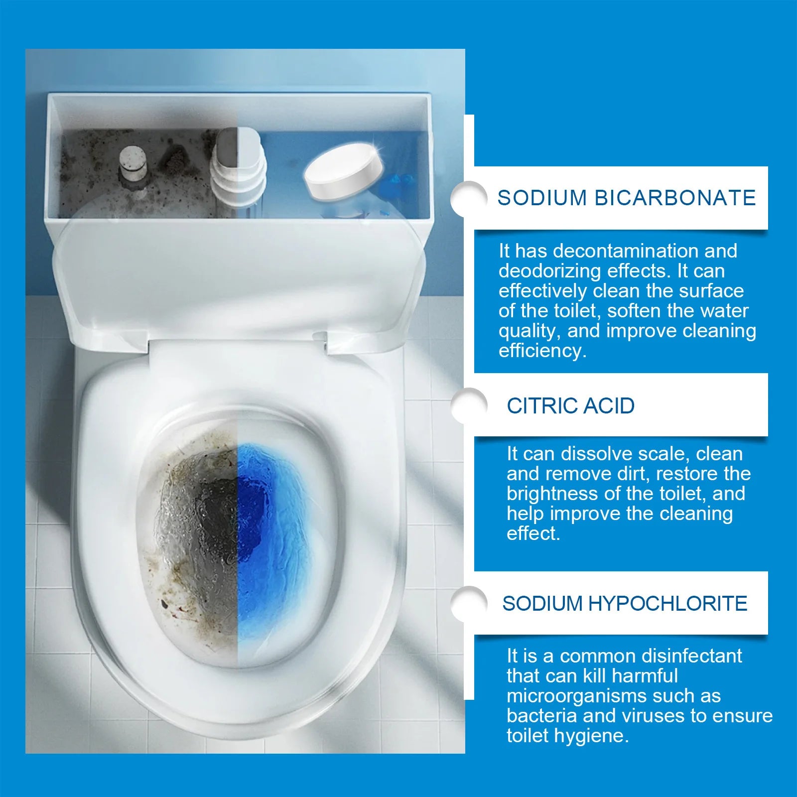 Jaysuing 20pcs Toilet Bowl Cleaner Descaling Deodorizing Urine Odor Stain Remover Tank Decontamination Bathroom Cleaning Tablets