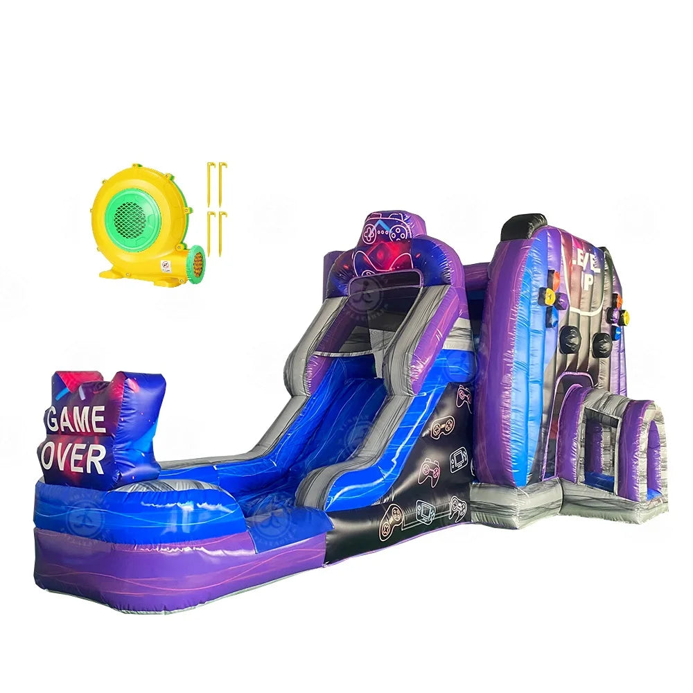 Castillo Inflable 26ft Tema Videojuegos | Tobogán de Agua | Fiestas Infantiles 🎮 - Firu Total Sales