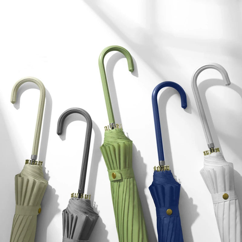 16-Year-Old Pastel-Colored Long Umbrella, Waterproof, Large, Sturdy, Long-Handled Umbrella.