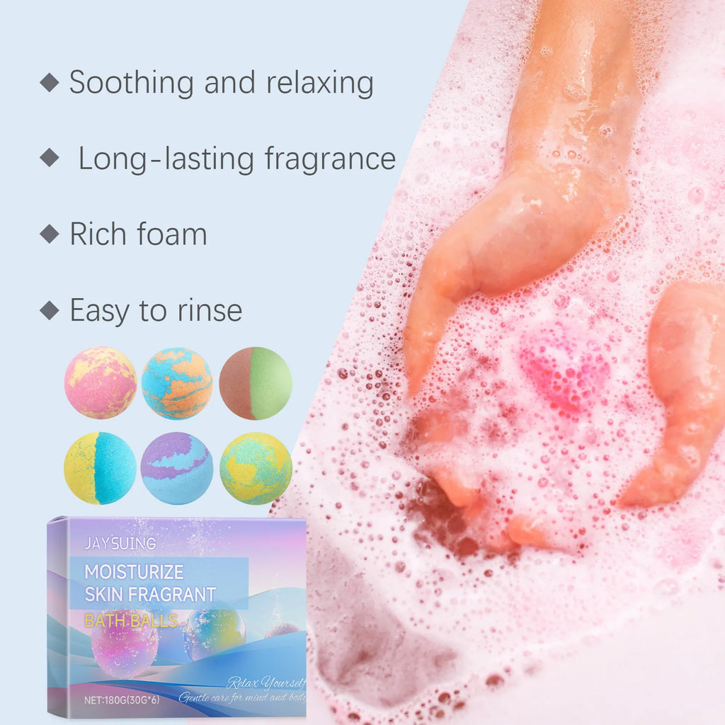 Jaysuing 30gx6pcs Bubble Bath Bombs Aroma Exfoliating Relief Relaxing Aromatherapy Body Wash Cleansing Floral Scent Bombs Shower