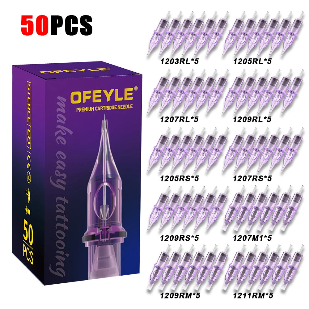 50/20PCS MIX Disposable Purple Tattoo Cartridges Needle RM / RL/ M1/ RS Needle Tattoo Needle For Tattoo Machine