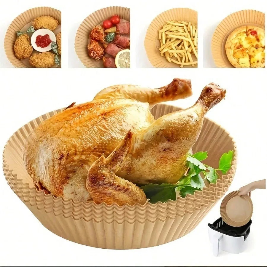 50pcs fifty disposable round baking parchment papers. a large, convenient quantity of non-stick liners for oven use.