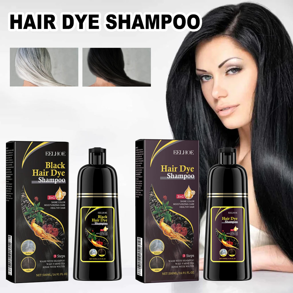 500ml Eelhoe Black Hair Shampoo Repair Dry Damaged Hair Clean Nourish Polygonum Multiflorum Thunb Natural Herbal Quick Hair Dye