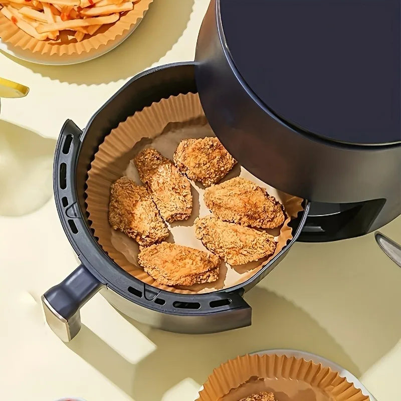50pcs fifty disposable round baking parchment papers. a large, convenient quantity of non-stick liners for oven use.