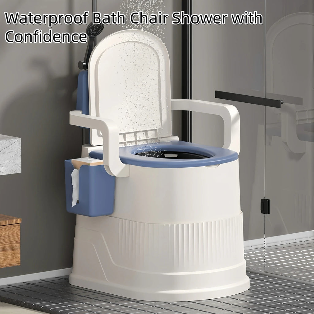 ortable Travel Toilet Chair for Adults - Odor-proof, Easy-to-Clean Sanitary Camping Toilet with Handrails, Backrest, Lid, and Toilet Stand - Ideal for Tents, RVs, Sea Fishing, Outdoor Adventures, and Hiking