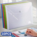 5/10 Piece Mixed Color Folding File Bag with Button Closure Design, Suitable for Office Organizers and School Supplies