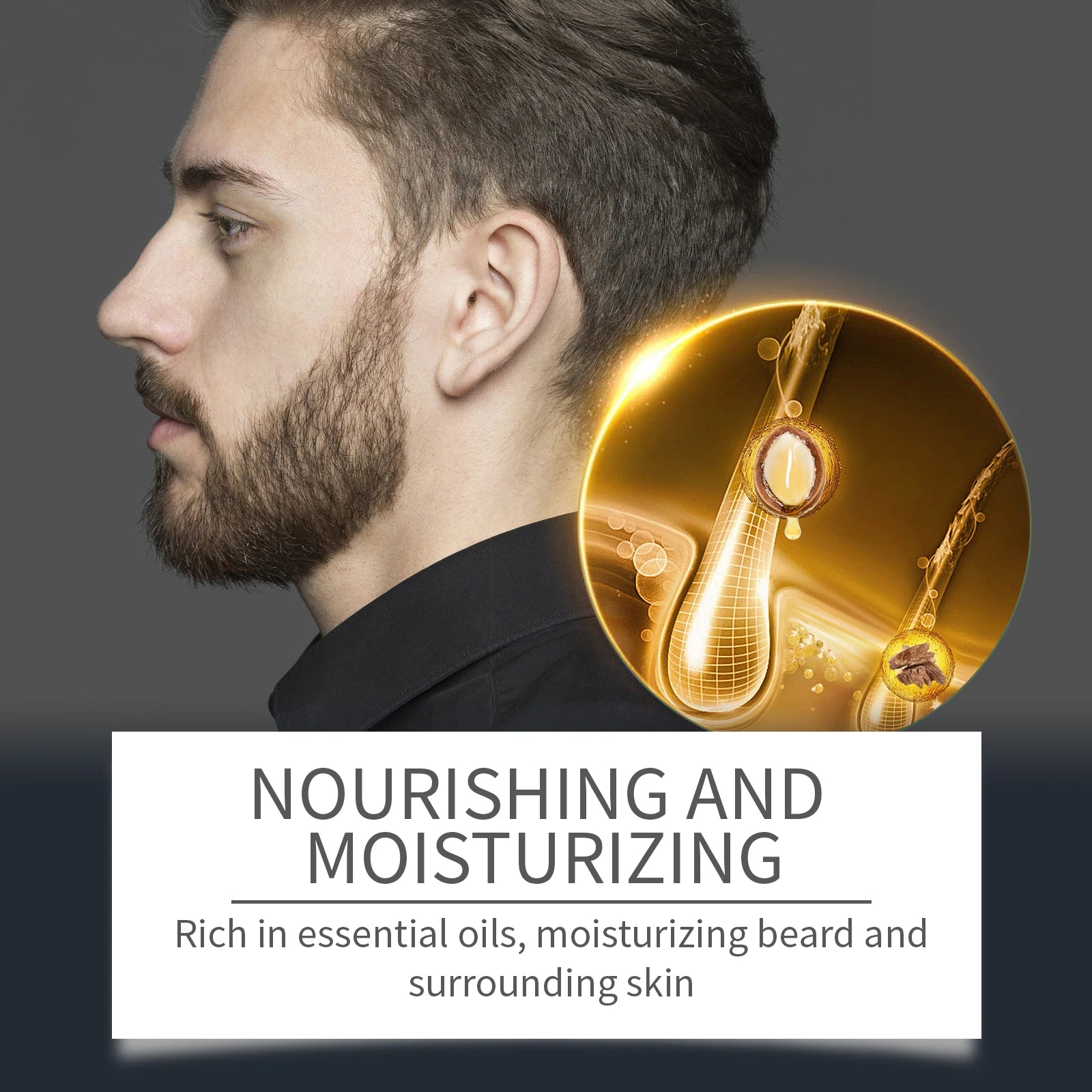 East Moon 1set Men Sandalwood Beard Care Set Moisturizing Balm Nourishing Beards Repair Frizz Moustache Growth Styling Beard Set
