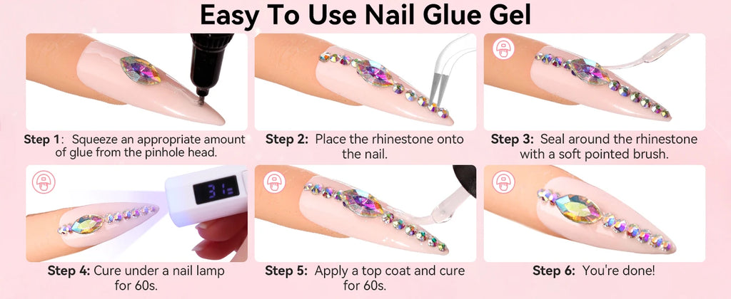 Makartt Nail Rhinestone Glue Set - Gel Nail Glue for Rhinestones, 3D Art Design Super Strong Adhesive for Charm Gems Jewel
