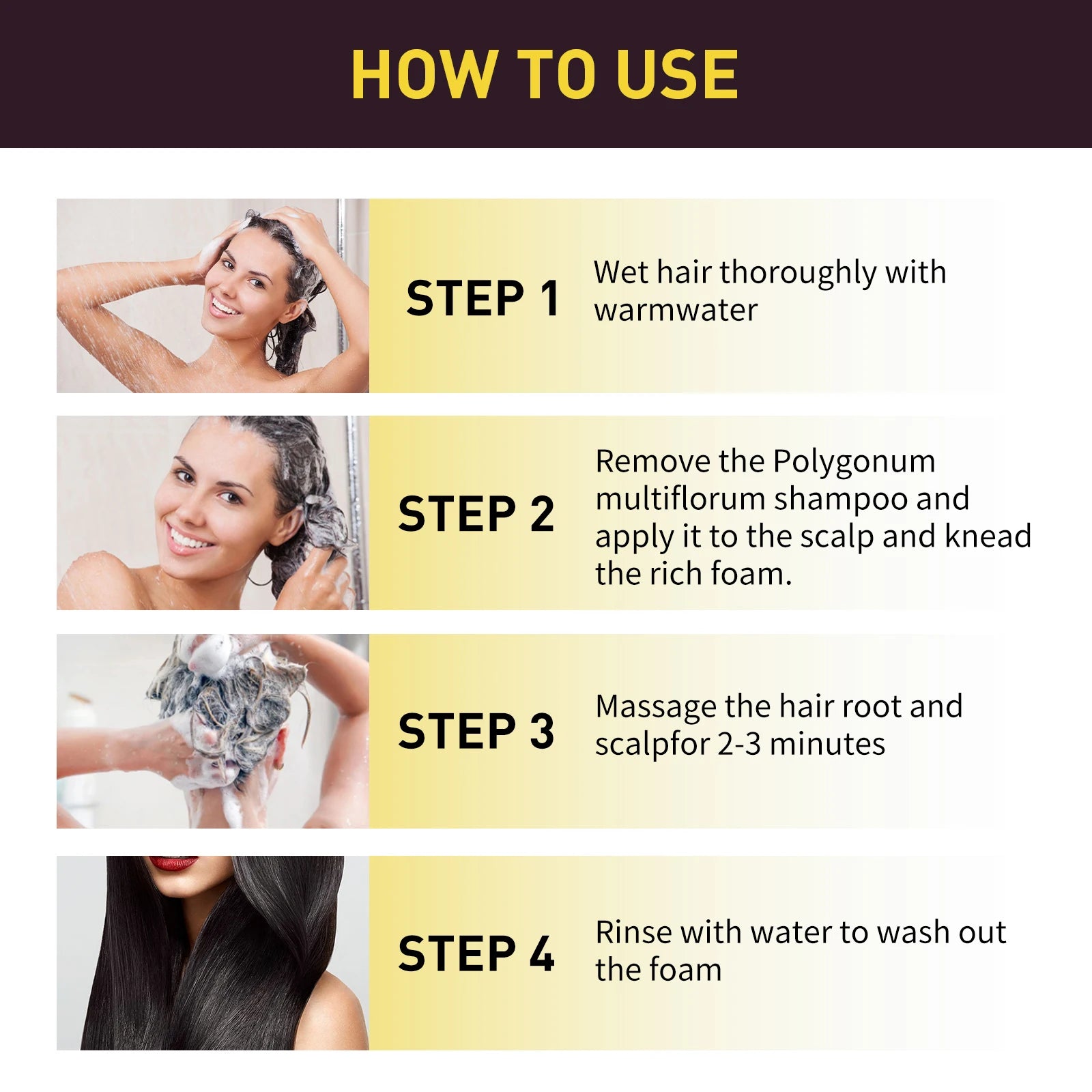 500ml Eelhoe Black Hair Shampoo Repair Dry Damaged Hair Clean Nourish Polygonum Multiflorum Thunb Natural Herbal Quick Hair Dye