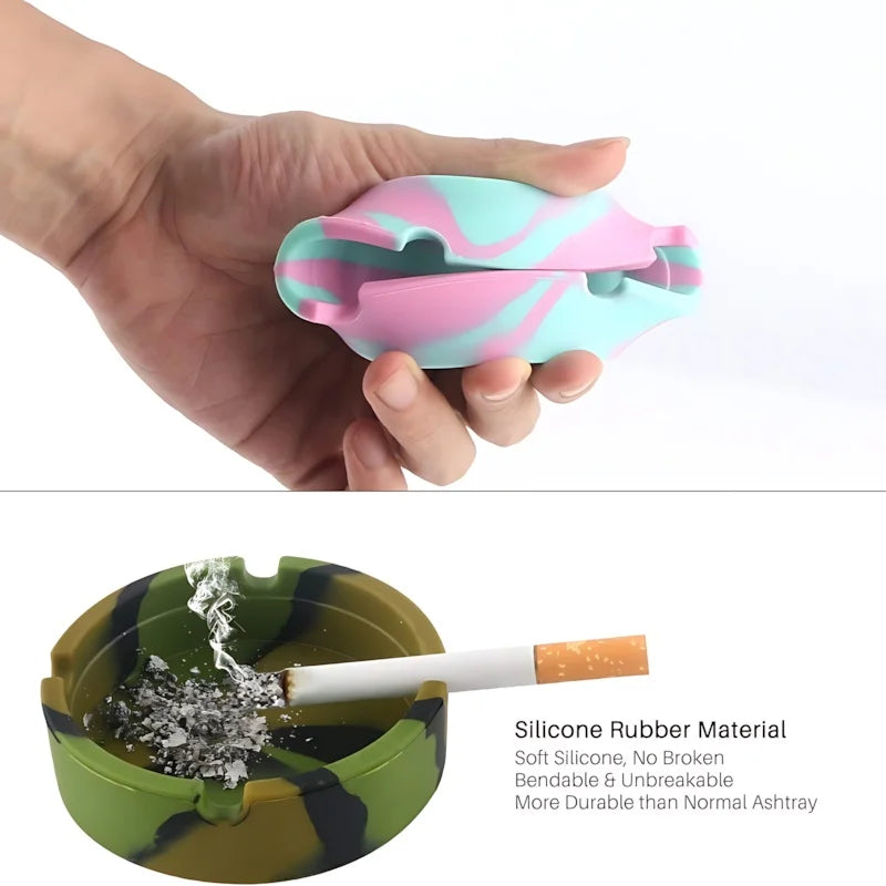 Silicone Ashtray - Shatterproof, Glow-in-Dark, Easy Clean for Indoor/Outdoor, Home, Bar, Hotel Use