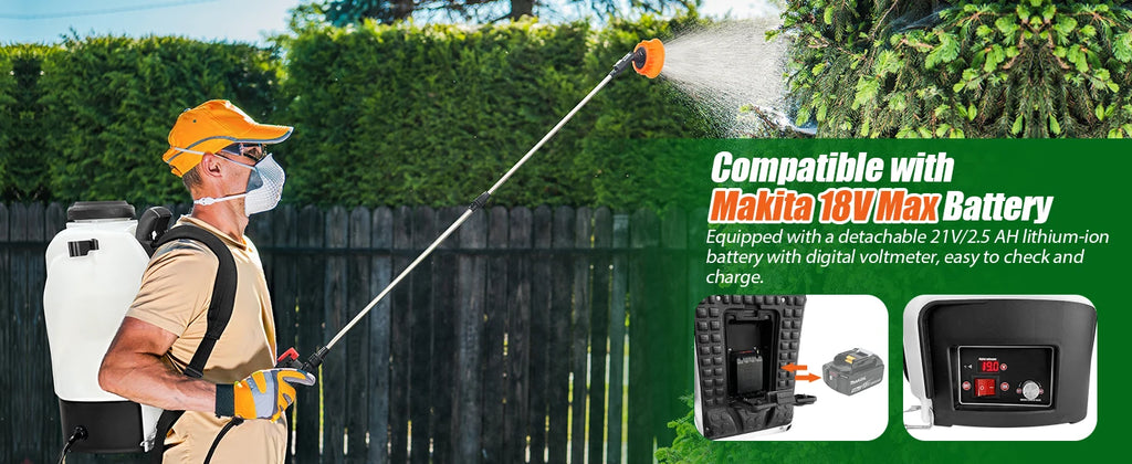 4 Gallon Backpack Sprayer 16L Battery Powered Garden Sprayer 75 PSI Electric Sprayer 2.5Ah Battery&Charger included
