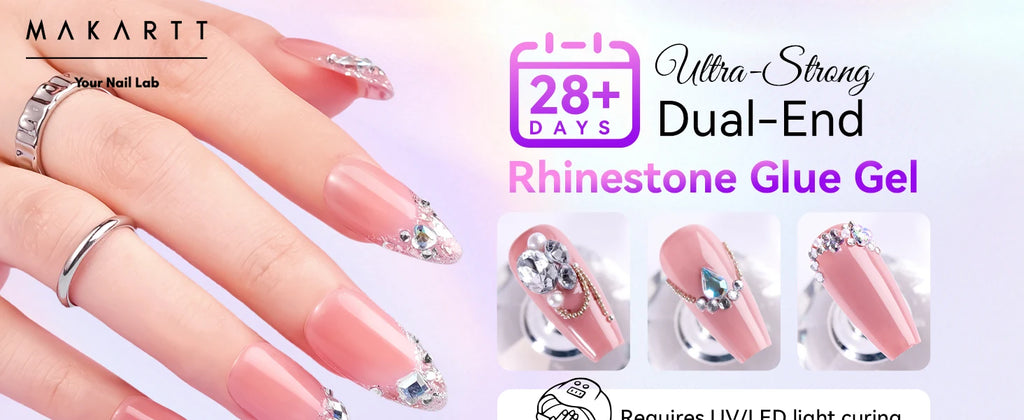 Makartt Nail Rhinestone Glue Set - Gel Nail Glue for Rhinestones, 3D Art Design Super Strong Adhesive for Charm Gems Jewel