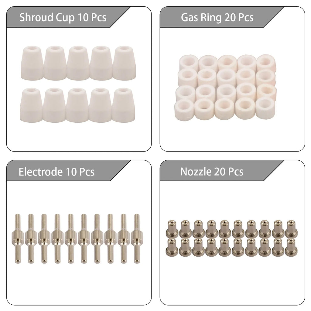 60Pcs PT31 Extended Nickel Plasma Cutter Electrode Tips Cup Plated Consumables For PT-31 CUT40 CUT50 LGK40 HYC410