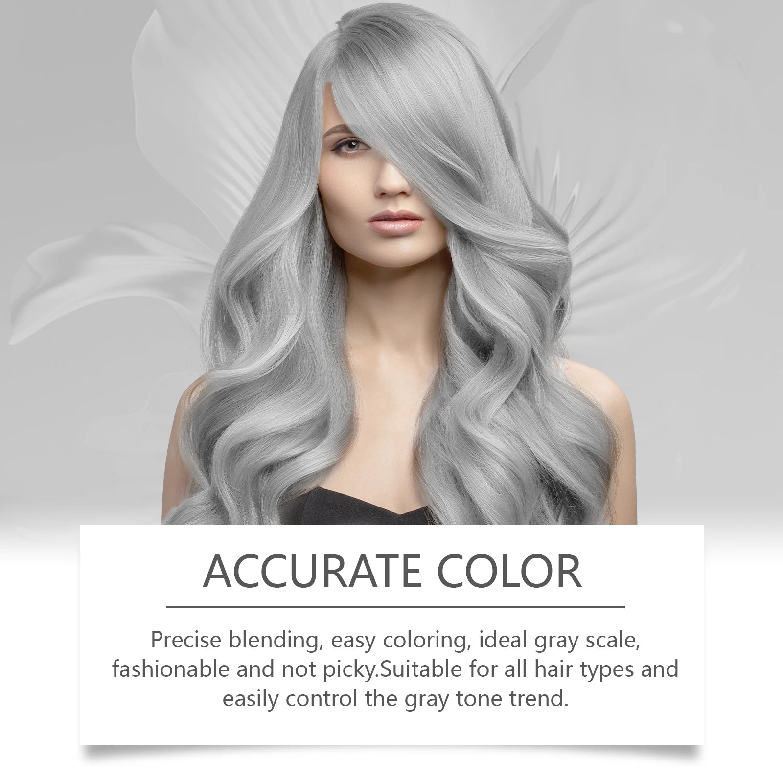 Long Lasting Hair Dye Cream Unisex Permanent Professional Covering Nourishing Non Irritating for Women Men Silver Color Hair Dye