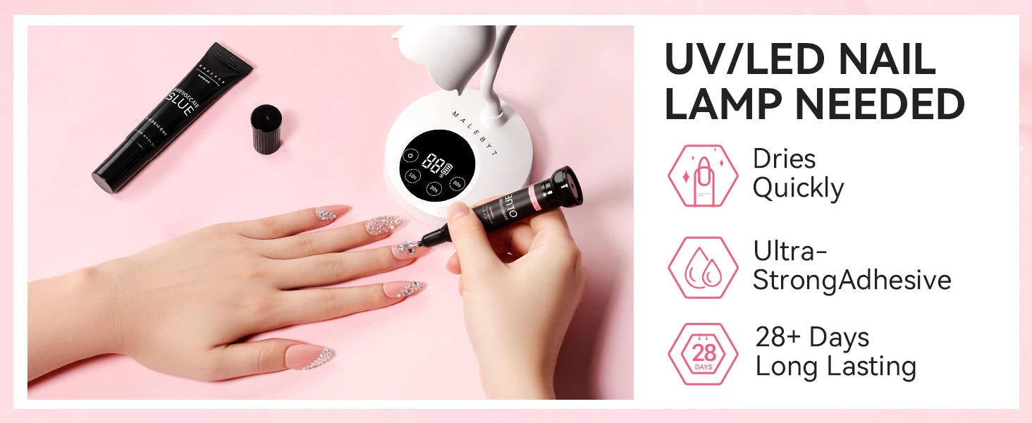 Makartt Nail Rhinestone Glue Set - Gel Nail Glue for Rhinestones, 3D Art Design Super Strong Adhesive for Charm Gems Jewel