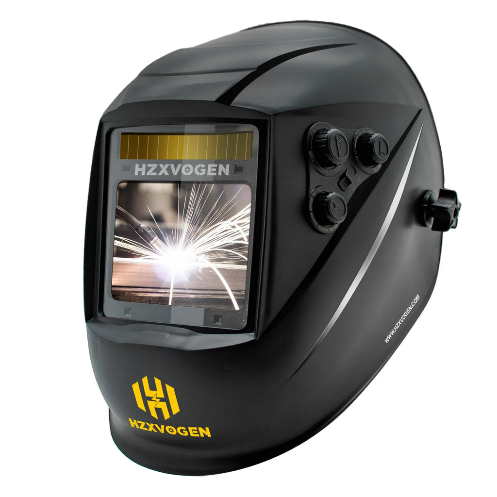 HZXVOGEN Auto Darkening Welding Helmet 3.94”×3.82” Large Viewing Welding Hood True Color Solar Battery Powered Welder Mask HV008