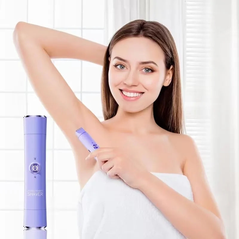 Rechargeable Double Head Hair Removal Device Cordless Wet Dry Shaver for Face Body Bikini Portable Travel Grooming Tool