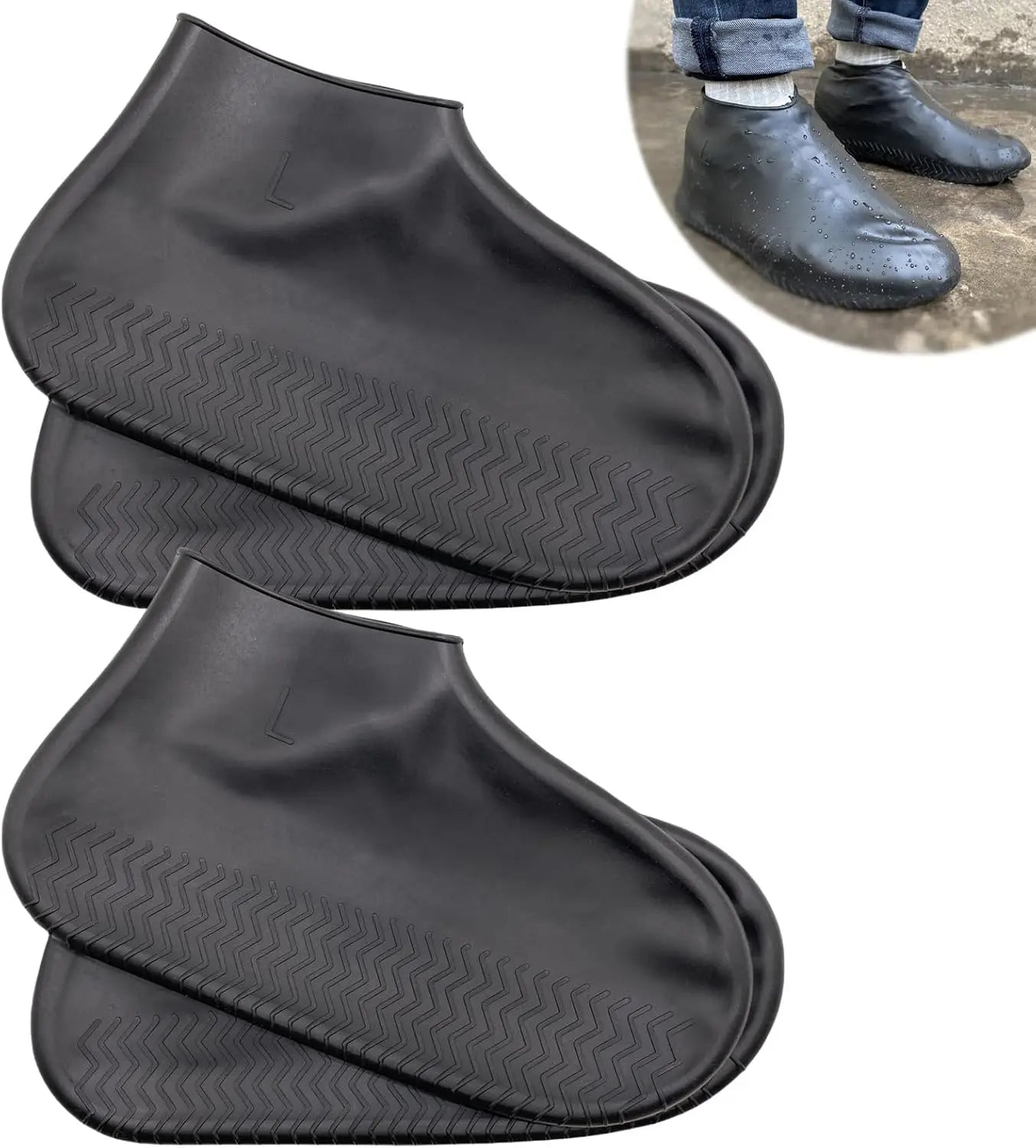 2-Pack Reusable Latex Boot Covers - Non-Slip Waterproof Shoe Protectors for Rain Boots, Garden & Daily Use