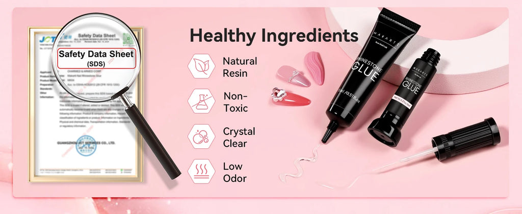 Makartt Nail Rhinestone Glue Set - Gel Nail Glue for Rhinestones, 3D Art Design Super Strong Adhesive for Charm Gems Jewel