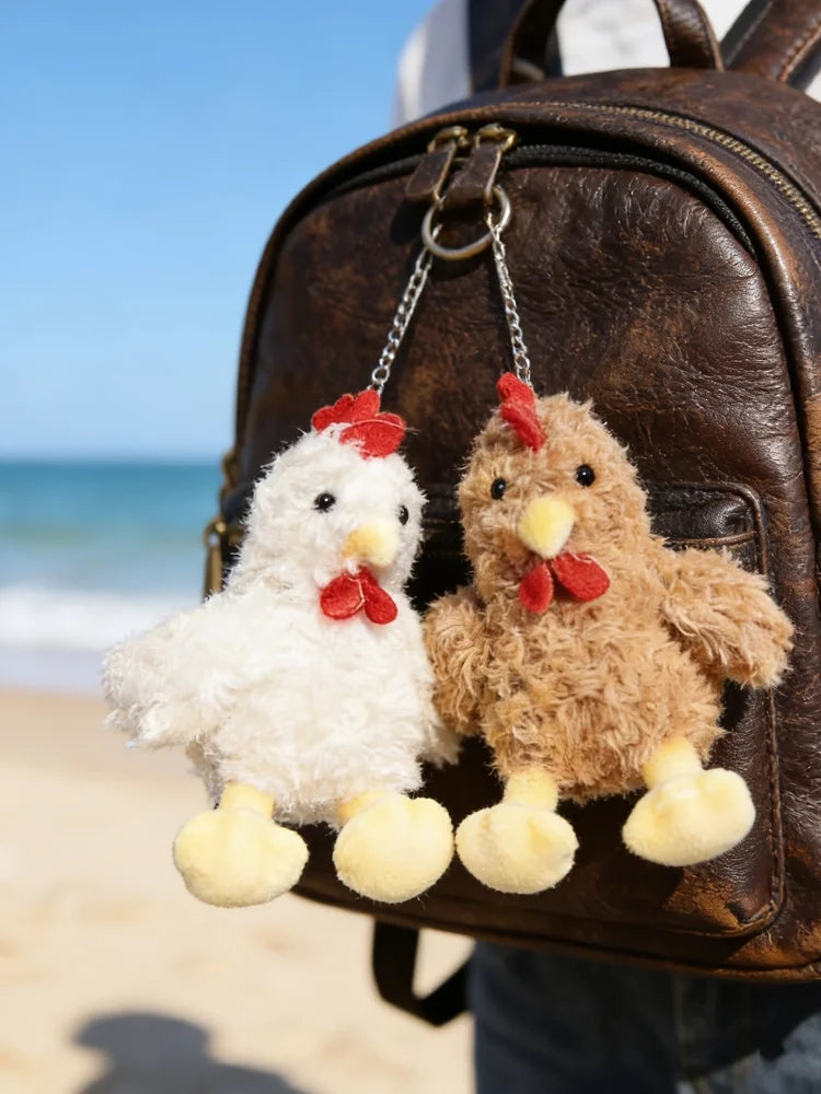 A cute plush little rooster pendant keychain bag hanger, a creative rooster pendant accessory, a cute animal keychain, a mini ro