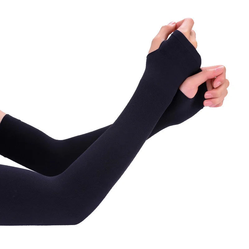 UPF 50+ Sun Sleeves 2-Pack - Cooling Arm Covers for Driving, Cycling, Outdoor Sports, Unisex, Lightweight & Breathable (Black/Gr