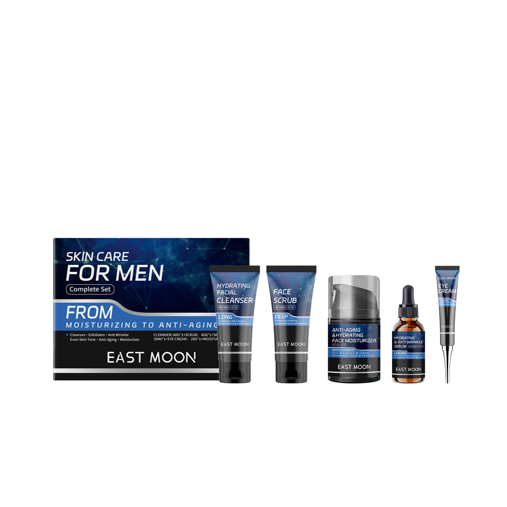 East Moon 1set Men's Cleansing Care Gift Set Nourishing Skincare Firming Wrinkles Moisturizing Remove Dirt Oil Control Care Set