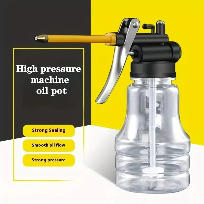 High-Pressure Oil Filler Bottle – Transparent with Copper Nozzle for Precision Lubrication
